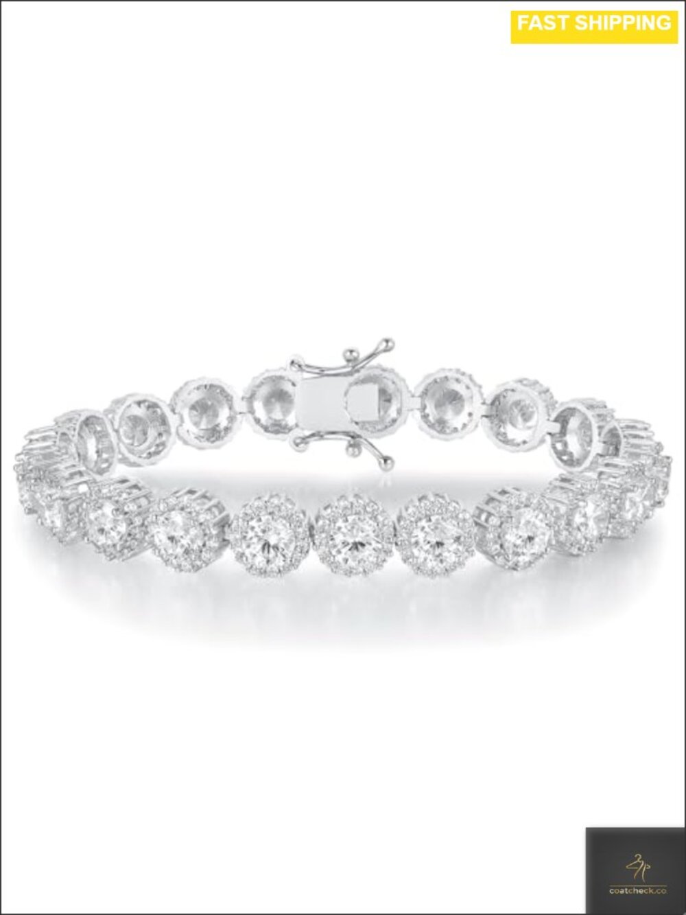 5mm Round Cubic Zirconia Tennis Bracelet 18k White Gold Plated 7.5 inch